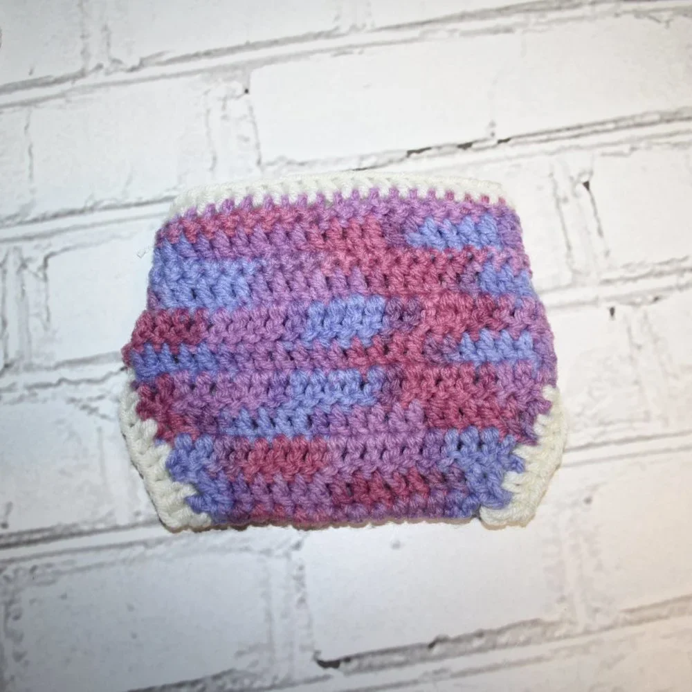 💗 PURPLE + PINK + CREAM DIAPER COVER · NEWBORN–3 MO 💜